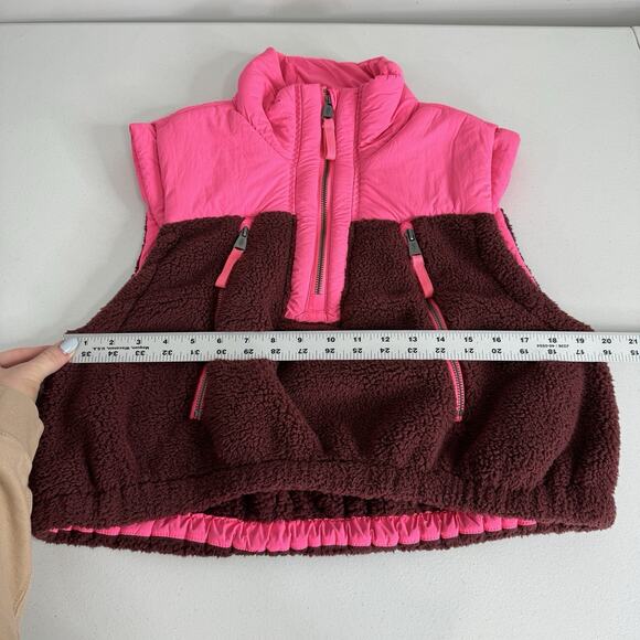 Free People Movement Journey Ahead Vest Jacket Women XS Pink Sherpa Fleece Plush - Picture 9 of 12